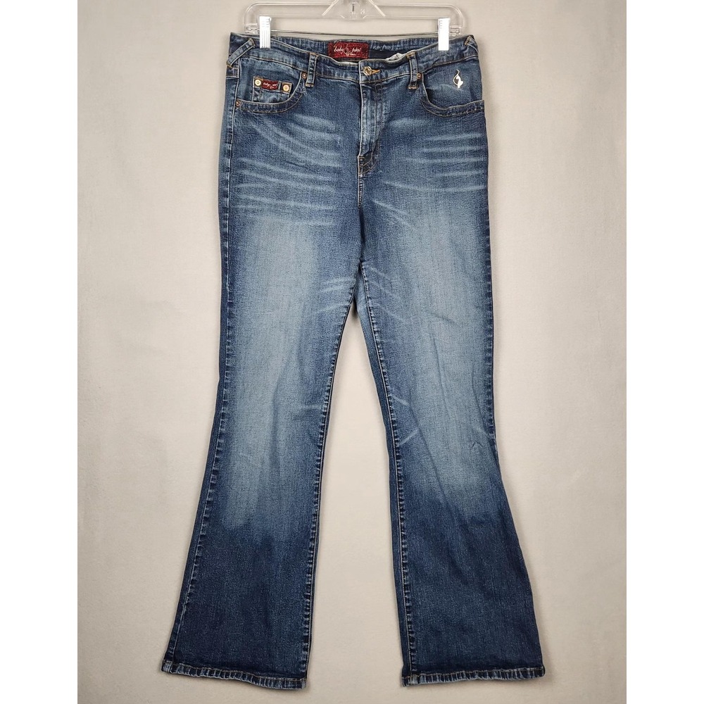 Baby Phat Jeans Womens 18 Blue Flare Embroidered Pockets Y2K Hip Hop Denim Pants
